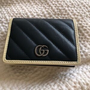 Gucci Marmont GG Quilted Navy Leather Wallet